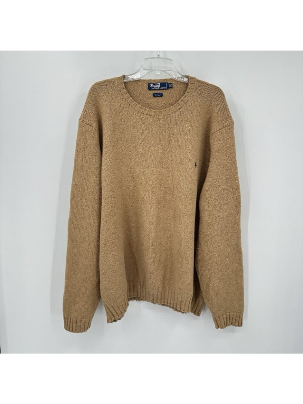 POLO RALPH LAUREN crewneck sweater tan 3XLT big tall wool cotton classic preppy - Picture 2 of 7